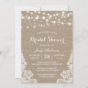 Invitation Robe Rustique Burlap Lumières dentelle Fête des ma