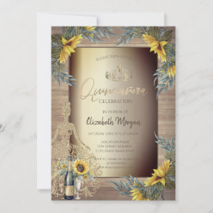 Invitation Robe rustique de tournesols pour Quinceañera en bo