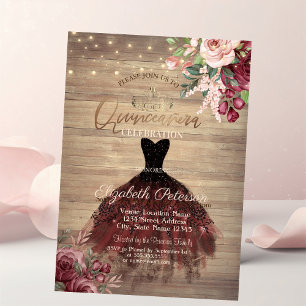 Invitation Robe Rustique, Tiara, Lumières Floral Bois Quincea