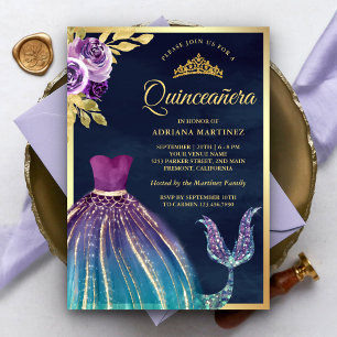 Invitation Robe sarcelle violette Queue de sirène Navy Quince