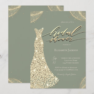 Invitation Robe scintillante de diamants Vert sauge Mariage 