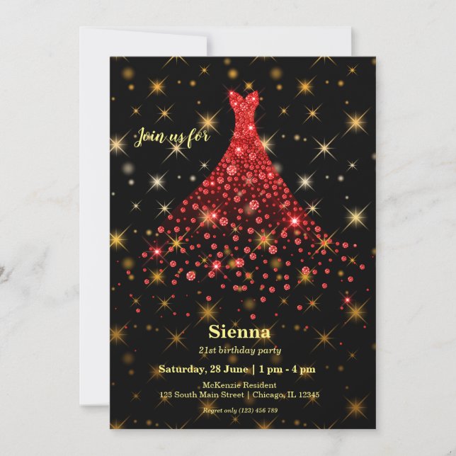 Invitation Robe scintillante diamant (Devant)