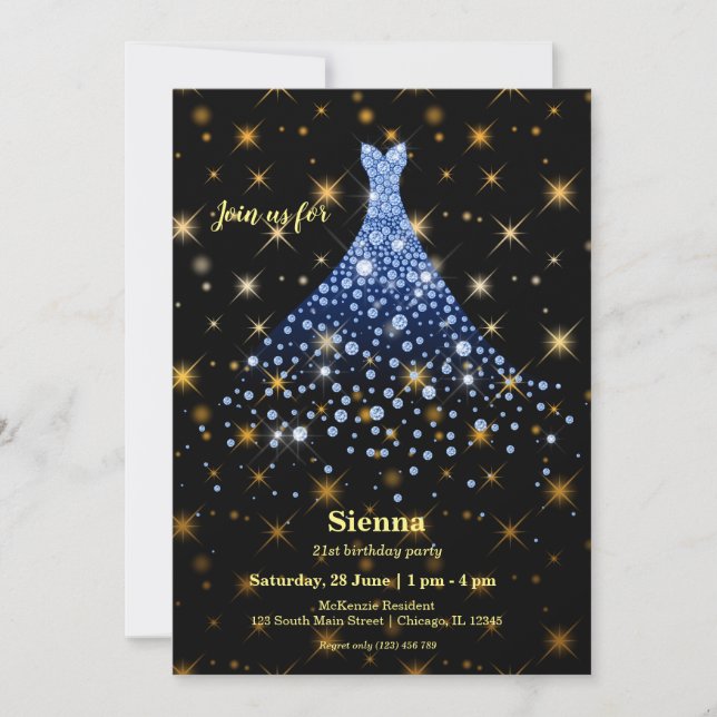 Invitation Robe scintillante en diamant (Devant)