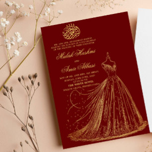 Invitation Robe Simple Bordeaux Mariage Islamique Musulman