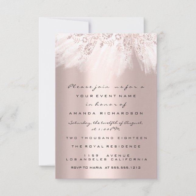 Invitation Robe Spark Rose Gold Mariage Baptême (Devant)