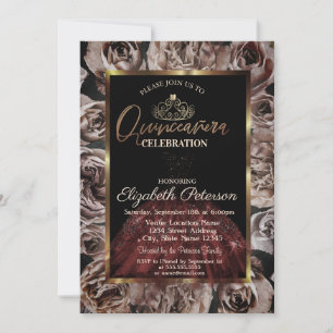 Invitation Robe, Tiara, Rose foncé Quinceañera