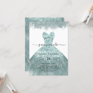 Invitation Robe Turquoise Turquoise Quinceanera Party Invitat