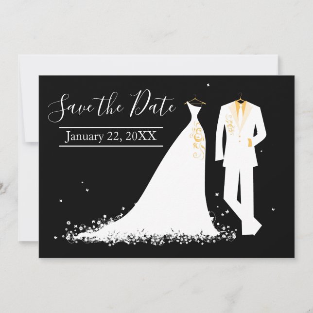 Invitation Robe & Tux - Enregistrer la date (Devant)