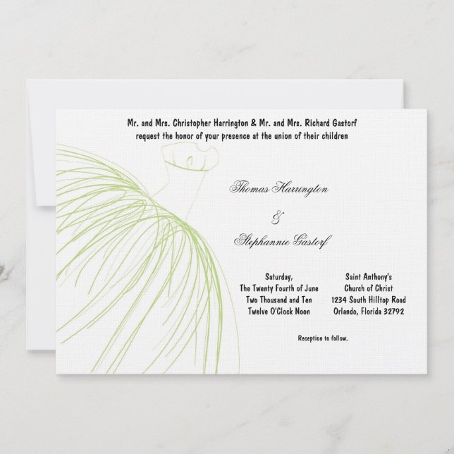 Invitation Robe vert clair 7x5 (Devant)