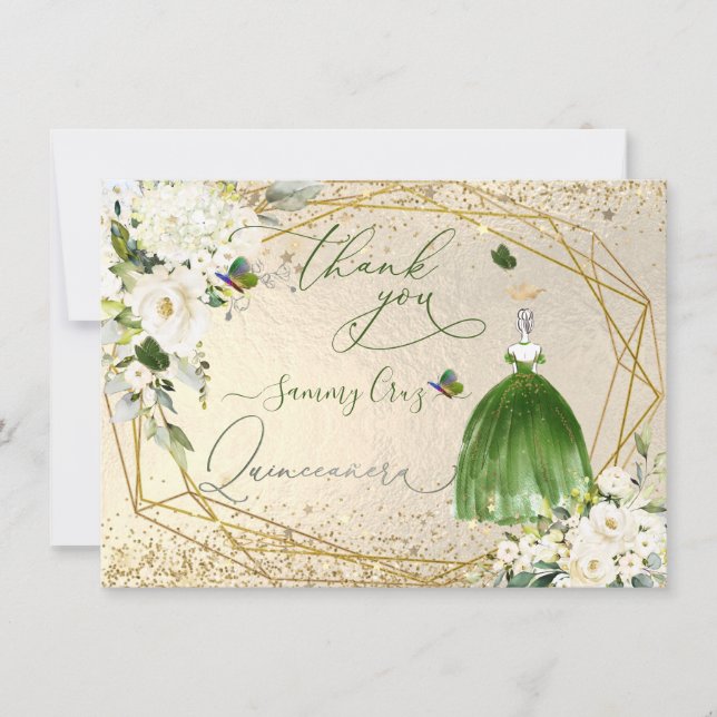 Invitation Robe vert émeraude PixDezines Quinceanera (Devant)