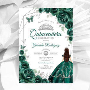 Invitation Robe vert émeraude Quinceanera