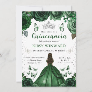 Invitation Robe verte de chasseuse Brunette Princesse Quincea