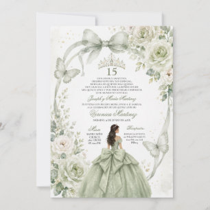 Invitation Robe verte de Quinceañera 15 Ans Couronne de princ