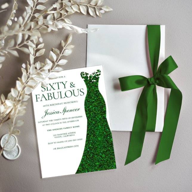 Invitation Robe verte Emerald Soixante et fabuleux 60e annive (Créateur téléchargé)