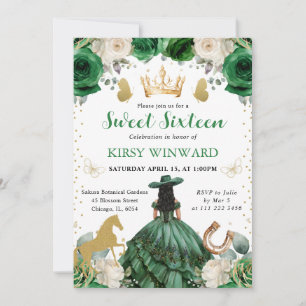 Invitation Robe verte Peau foncée Princesse occidentale Douce