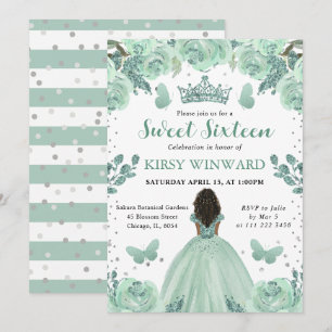 Invitation Robe verte poussiéreuse Princesse à peau foncée 16