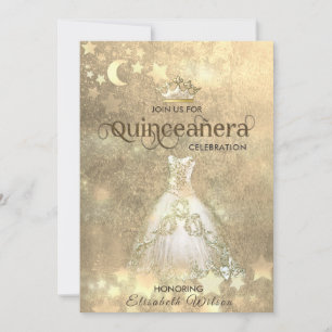 Invitation Robe vintage de luxe or tiara Quinceañera
