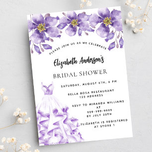 Invitation Robe violette blanche fleurie élégante Fête des ma