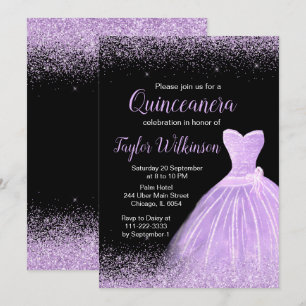 Invitation Robe violette claire Faux Parties scintillant Quin