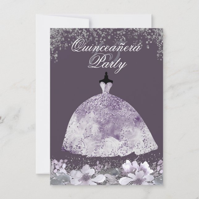 Invitation Robe violette Parties scintillant robe Quinceanera (Devant)