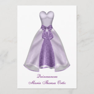 Invitation Robe violette Quinceanera 15e fête d'anniversaire