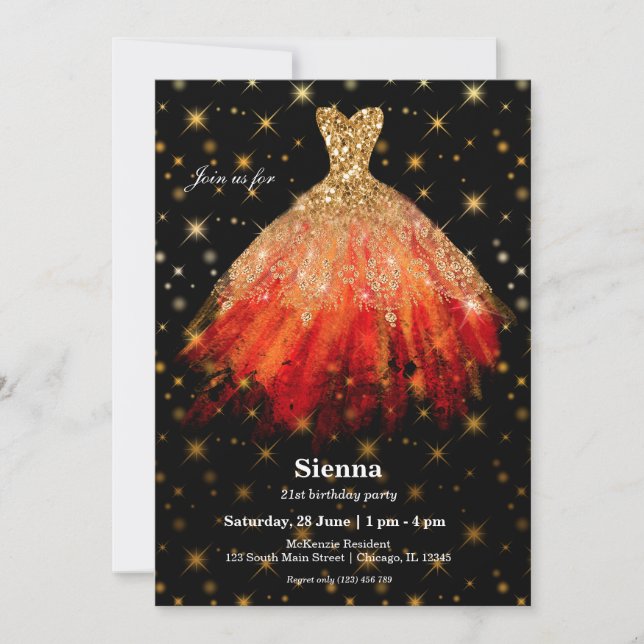 Invitation Robes à paillettes aquarelle (Devant)