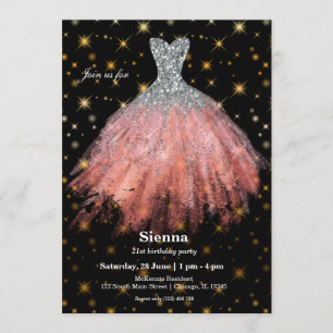 Invitation Robes aquarelles pailletées