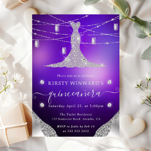 Invitation Robes de diamants et bocaux Mason Glam Quinceanera