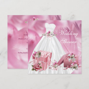 Invitation Robes de mariage élégantes blanches et roses pour