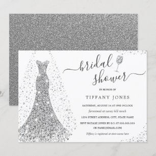 Invitation Robes de mariée argentées blanches scintillantes p