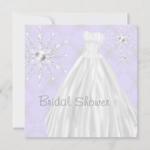 Invitation Robes de mariée Flocons de neige violets Shower de