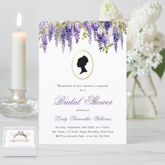 Invitation Robes de mariée florales vintage Régence Wisteria 