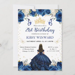 Invitation Robes de marin brunette princesse anniversaire
