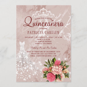 Invitation Robes de princesse diamant rose chic pour Quincean