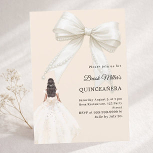 Invitation Robes de Quinceanera en ivoire avec nœud, champagn