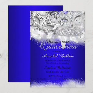 Invitation Robes de soirée Quinceanera Bleu Royal Argent Pail