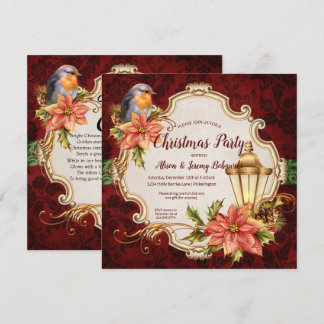 Invitation Robin et fête de Noël de lanterne