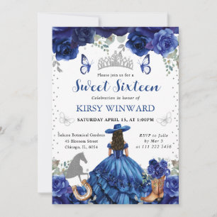 Invitation Robine Salle de coiffure Brune Robe bleue Princess