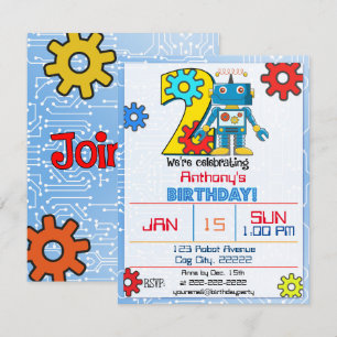 Invitation Robot 2e anniversaire