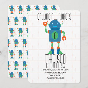 Invitation Robot Boys fête d'anniversaire