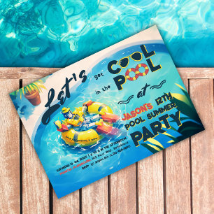 Invitation Robot cool à Pool Party
