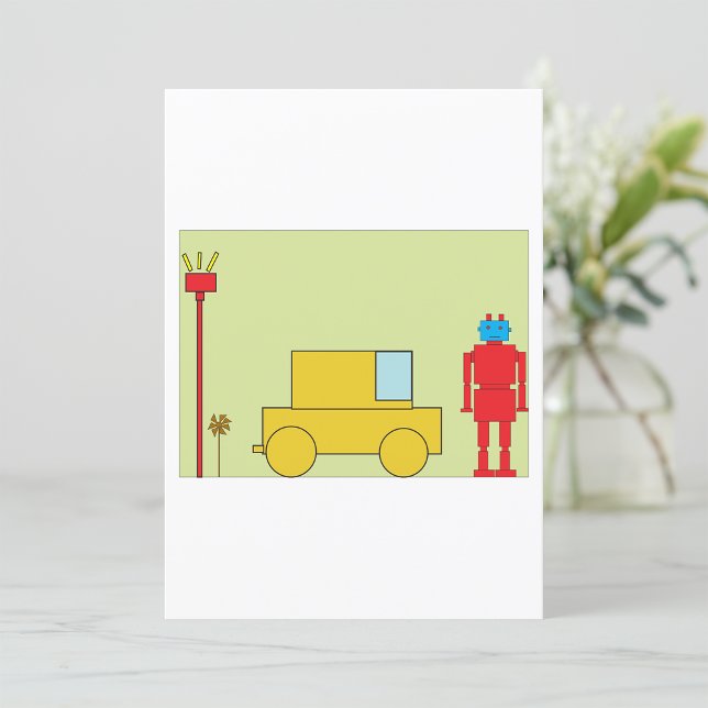 Invitation Robot Et Voiture Rétro (Créateur téléchargé)