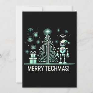 Invitation Robot IA avec arbre de Noël Tech - Joyeux Techmas