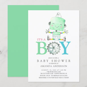 Invitation Robot mignon C'est un Baby shower garçon
