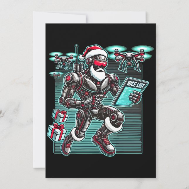Invitation Robot Père Noël propulsé par IA avec drones et Noë (Devant)
