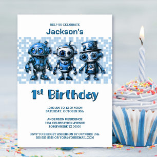 Invitation Robot Thème 1er Anniversaire