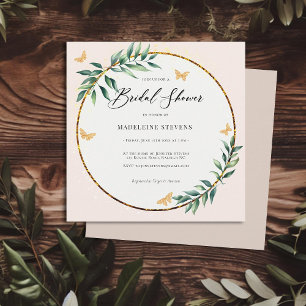 Invitation Robuste Botanique Rustique Papillons Gold Bridal