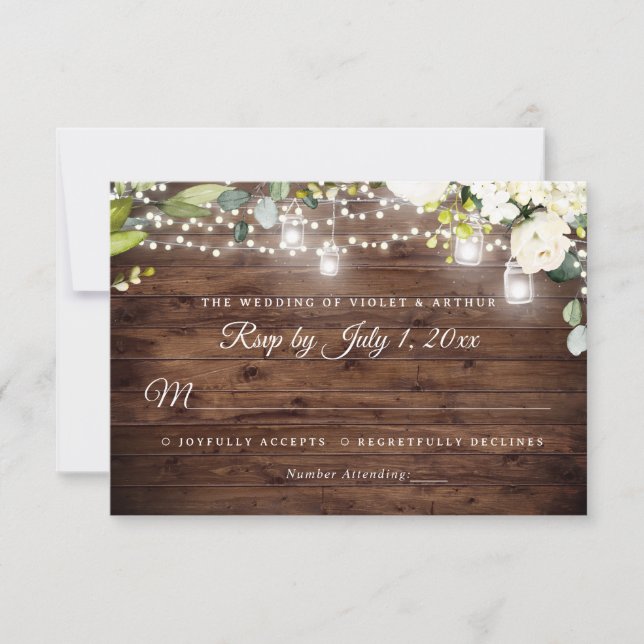 Invitation Roche Florale Rustique éclaire mariage RSVP (Devant)