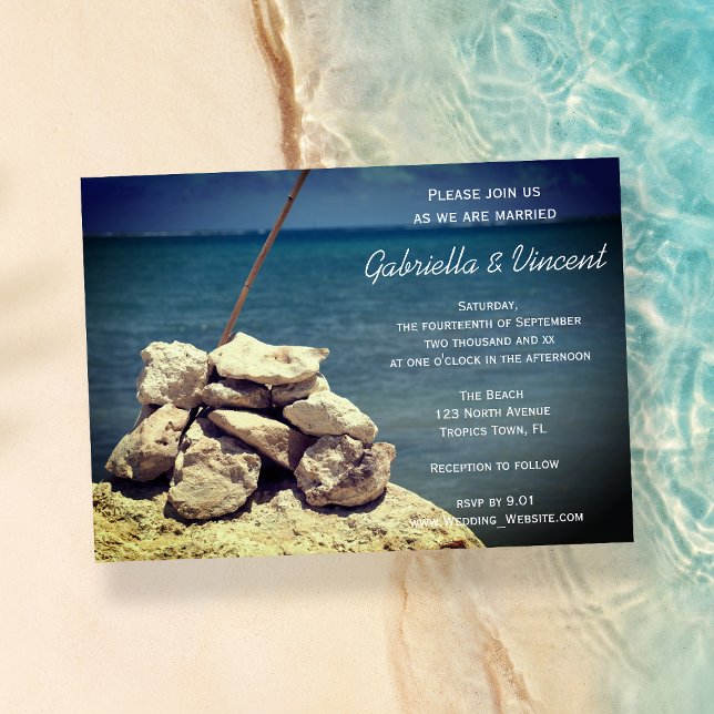 Invitation Rochers sur la plage Mariage (Invite guests to your destination marriage ceremony with the Rocks on Beach Wedding Invitation.)