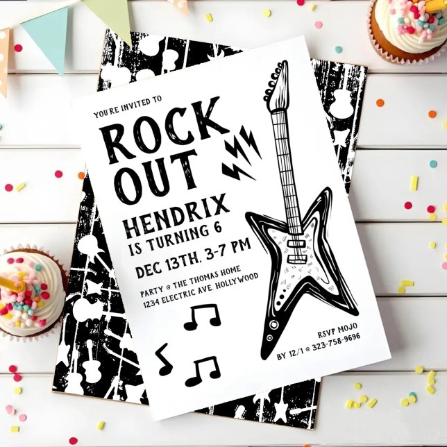 Invitation Rock and Roll Guitar Birthday (Créateur téléchargé)
